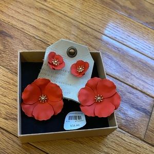 ANTHROPOLOGIE - NWT - Red Flower Earrings